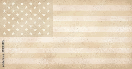 vintage yellowed grunge flag with scratches USA