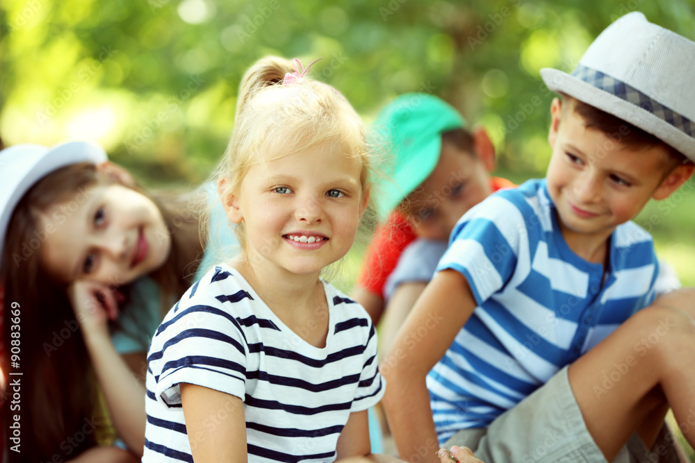 Fototapeta premium Happy active children outdoors