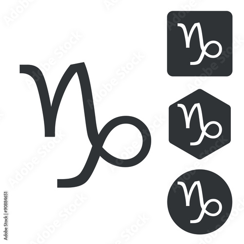 Capricorn icon set, monochrome