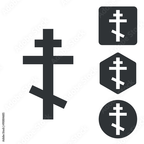 Orthodox cross icon set, monochrome