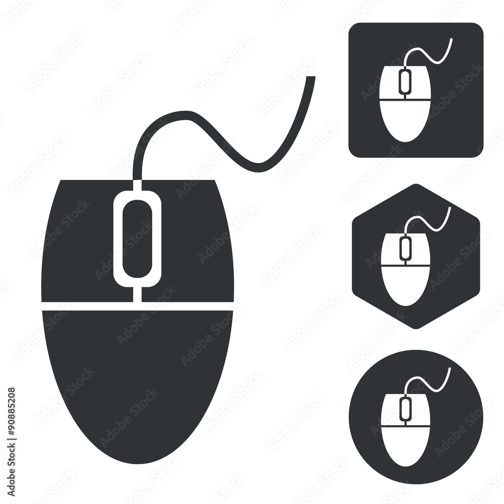 Computer mouse icon set, monochrome