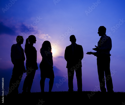 Business People Meeting Outdoors Silhouette Concept