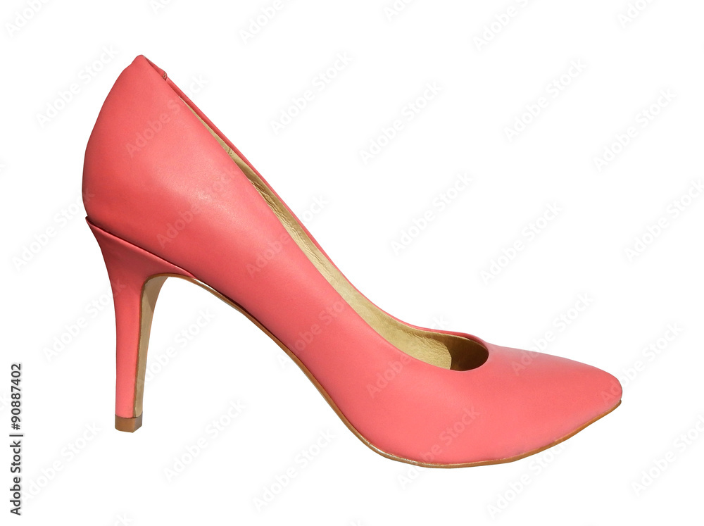One pink high heel shoe isolated on white background One pink high heel shoe isolated on white background