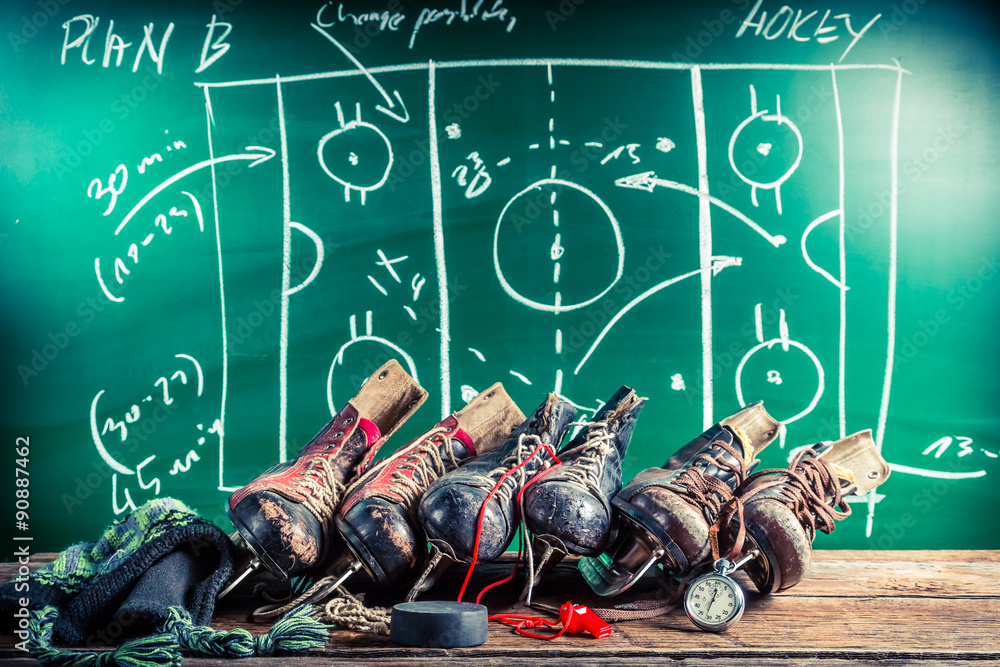 Fototapeta premium Plan to playing in ice hockey