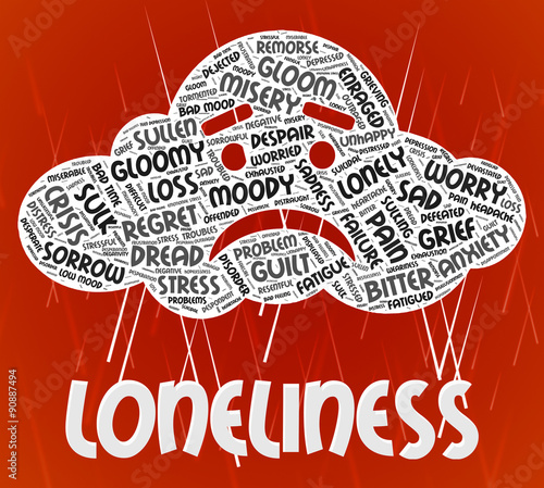 Bild auf Leinwand Loneliness Word Means Wordclouds Unwanted And Friendless