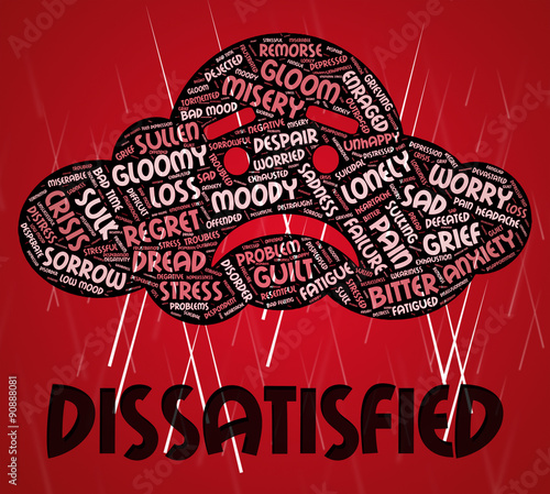 Dissatisfied Word Shows Fed Up And Aggrieved