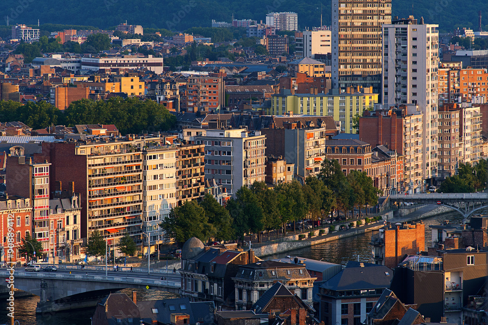 Naklejka premium Liège at sunset