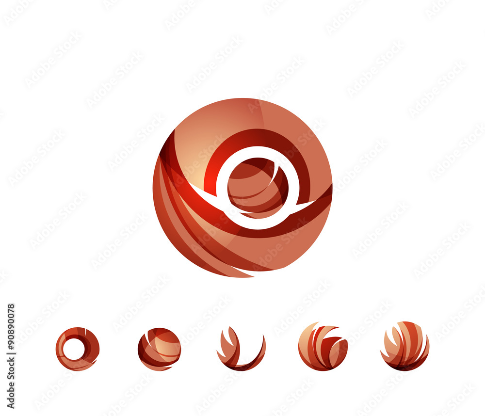 Set of globe sphere or circle logo business icons Set of globe sphere or circle logo business icons