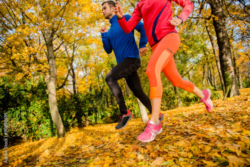 Couple running in nature