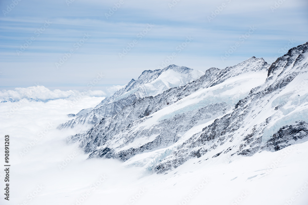 Aletsch Glacier landscape in the Jungfraujoch, Alps, Switzerland