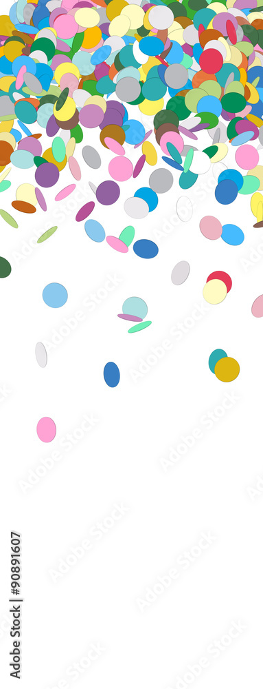 Vertical Vector Banner with Raining Confetti and Free Space for Design Elements at the Bottom - Konfetti, Regen, Konfettiregen, bunt, fröhlich, fallend, Hintergrund
