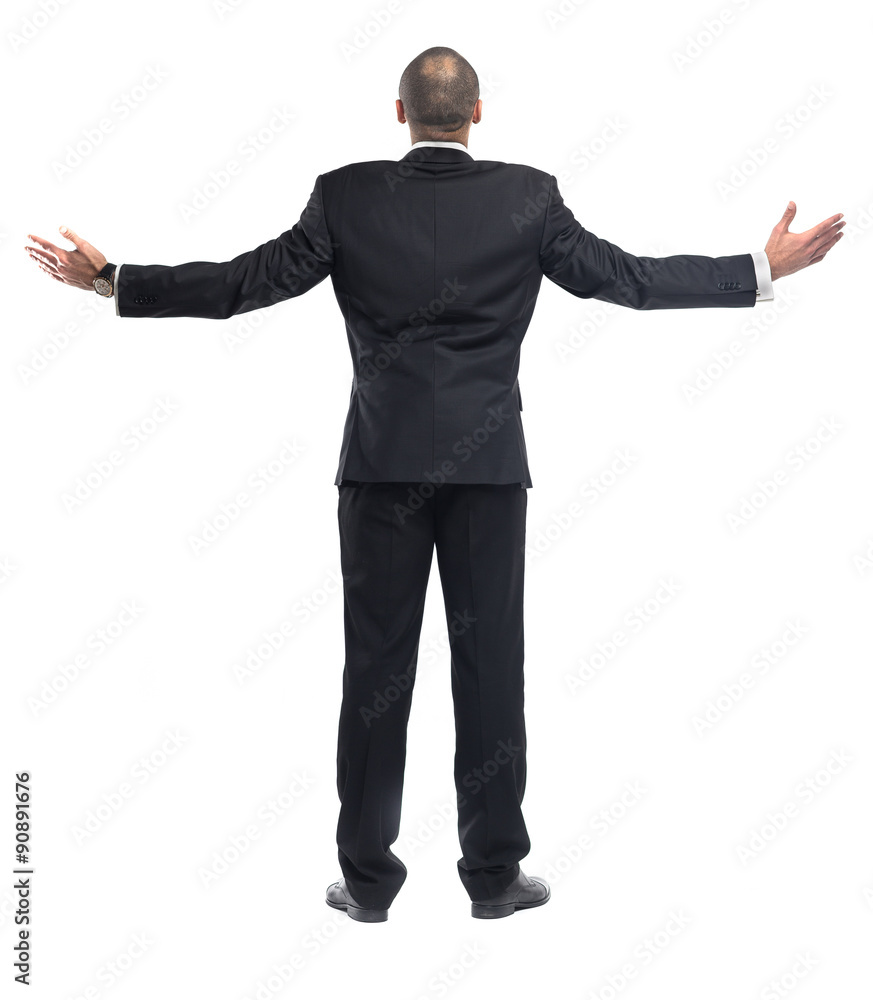 Full body portrait of young businessman, back view Full body portrait of young businessman, back view