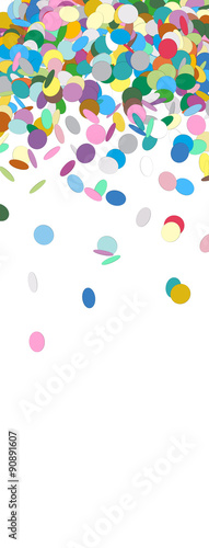 Vertical Vector Banner with Raining Confetti and Free Space for Design Elements at the Bottom - Konfetti, Regen, Konfettiregen, bunt, fröhlich, fallend, Hintergrund