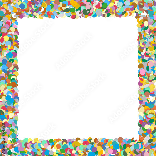 Colorful Squarish Vector Confetti Frame with Free Space for Advertising and Text - Konfetti, Rahmen, Textfäche, weiße Fläche, Vorlage, Bilderrahmen, bunt, fröhlich, Werbefläche, Fläche, quadratisch