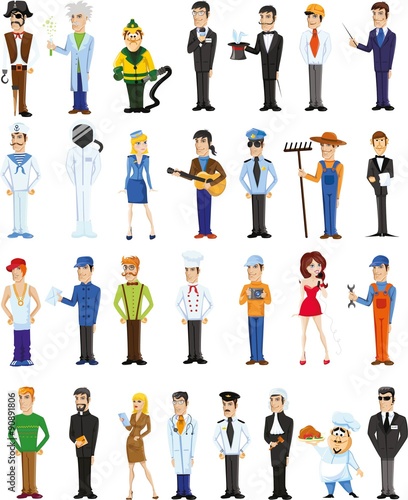 Wallpaper Mural Cartoon vector characters of different professions  Torontodigital.ca