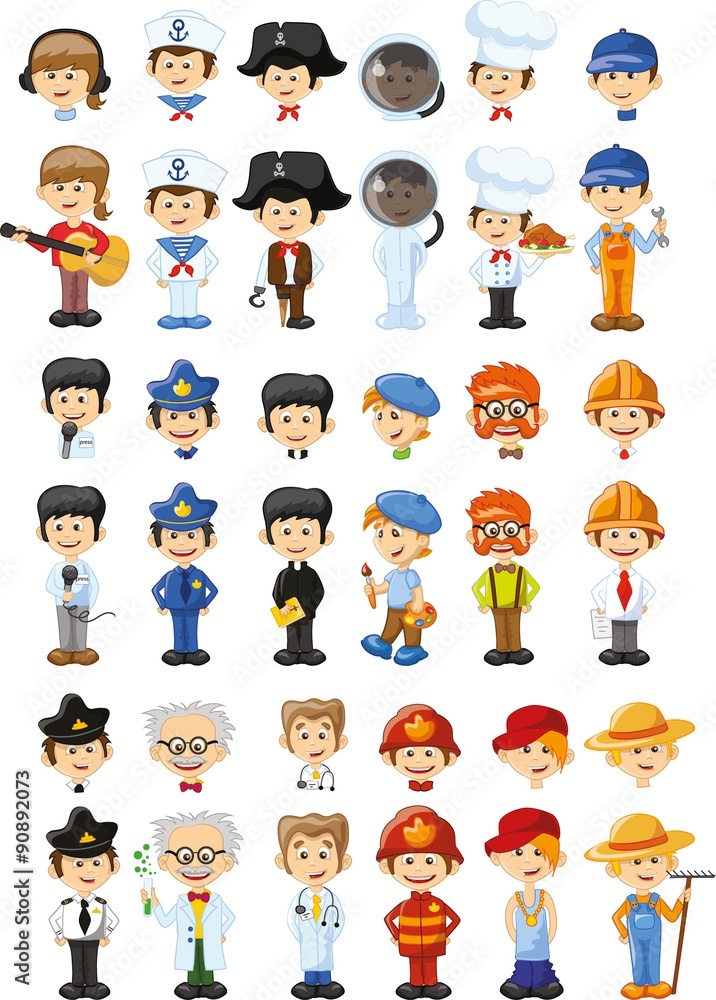 Set of vector cute character avatar icons Set of vector cute character avatar icons