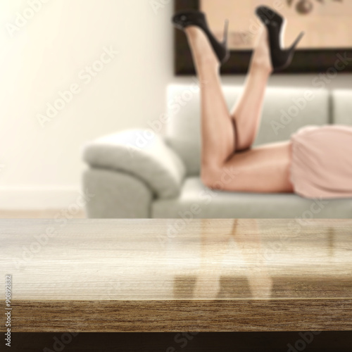 desk and woman legs 