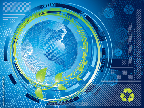 global recycling concept with mirrored earth surface on the globe, vector illustration