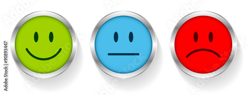 3 Mood Faces Green/Blue/Red Silver