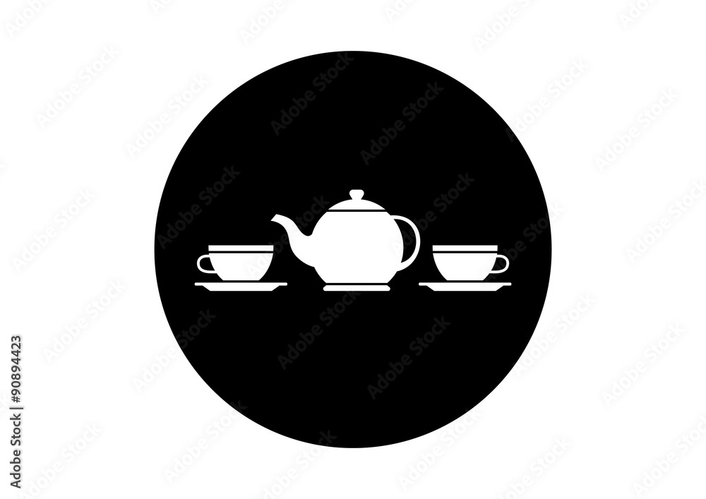 Black and white tea icon on white background Black and white tea icon on white background