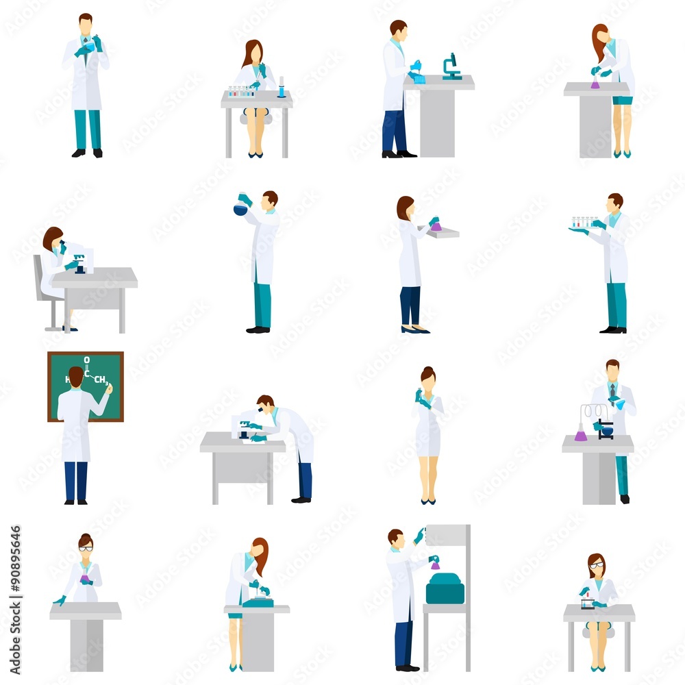 Scientist Person Flat Set Scientist Person Flat Set