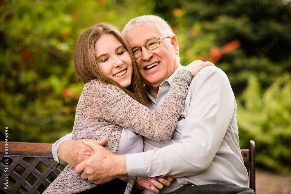 Fototapeta premium Grandfather and grandchild hug