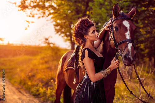 Fashion model with horse © Gabi Moisa