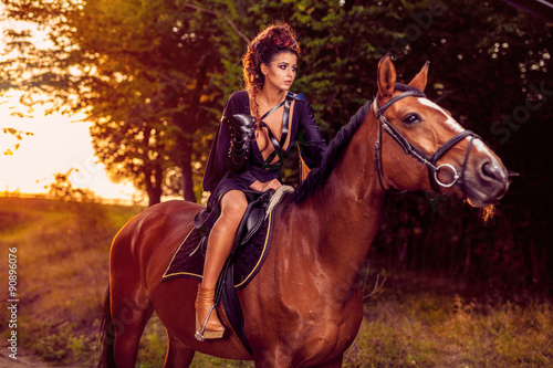 Fashion model with horse