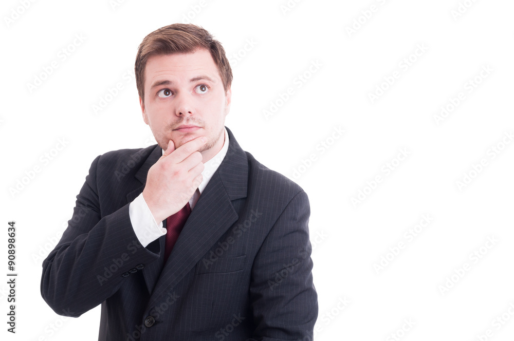 Businessman, accountant or financial manager wondering Businessman, accountant or financial manager wondering