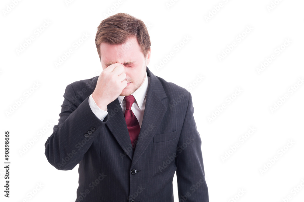 Businessman, accountant or financial manager headache Businessman, accountant or financial manager headache