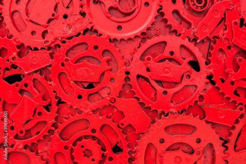 red gear background.