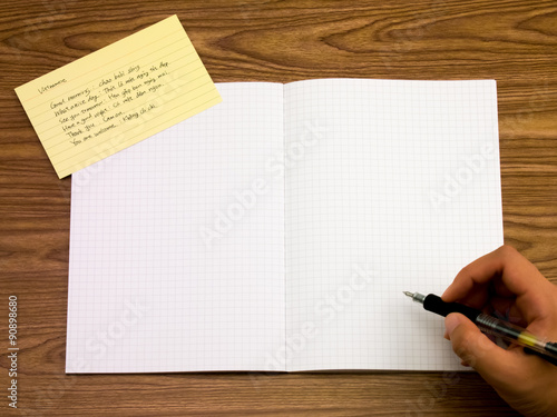 Vietnamese; Learning New Language Writing Words on the Notebook