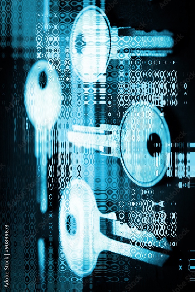 Obraz premium Abstract Security image showing keys and pixels