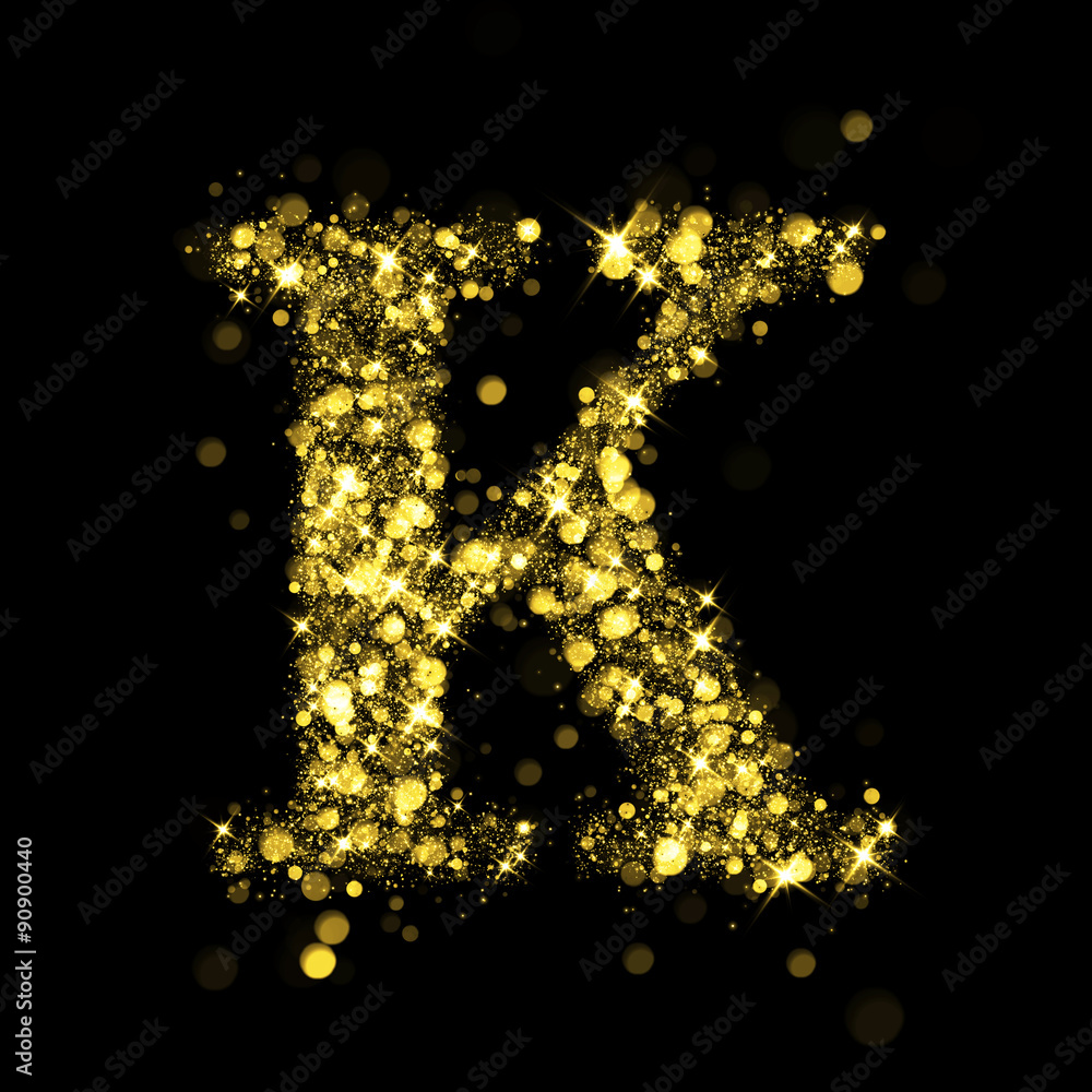 Sparkling letter K of glittering stars bokeh Sparkling letter K of glittering stars bokeh