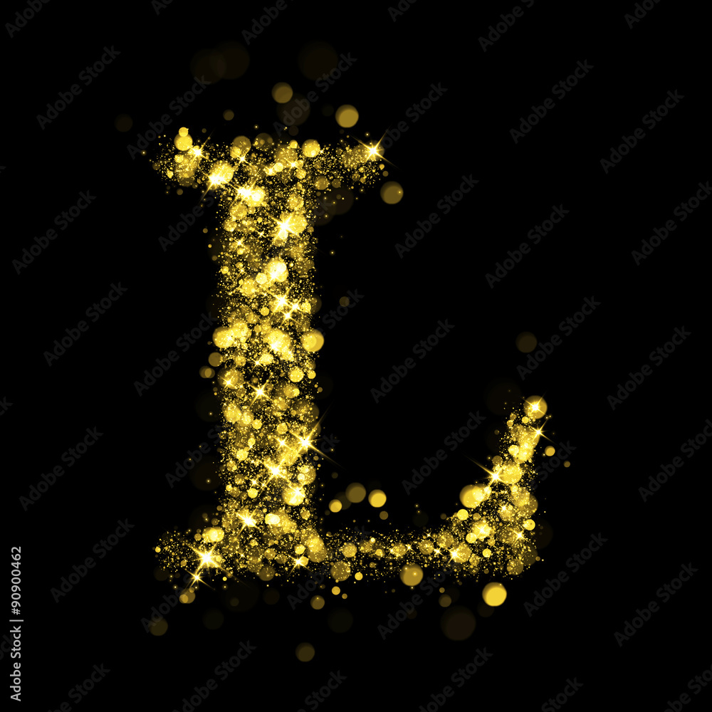 Sparkling letter L of glittering stars bokeh Sparkling letter L of glittering stars bokeh