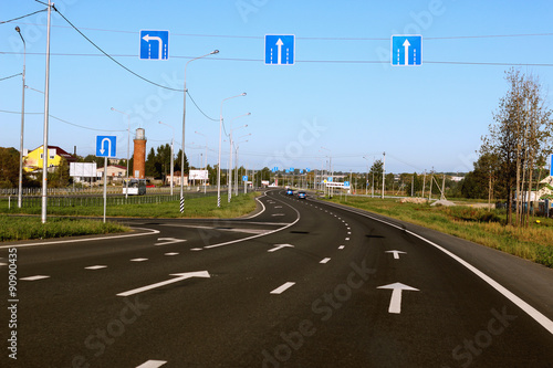 road route marking trees