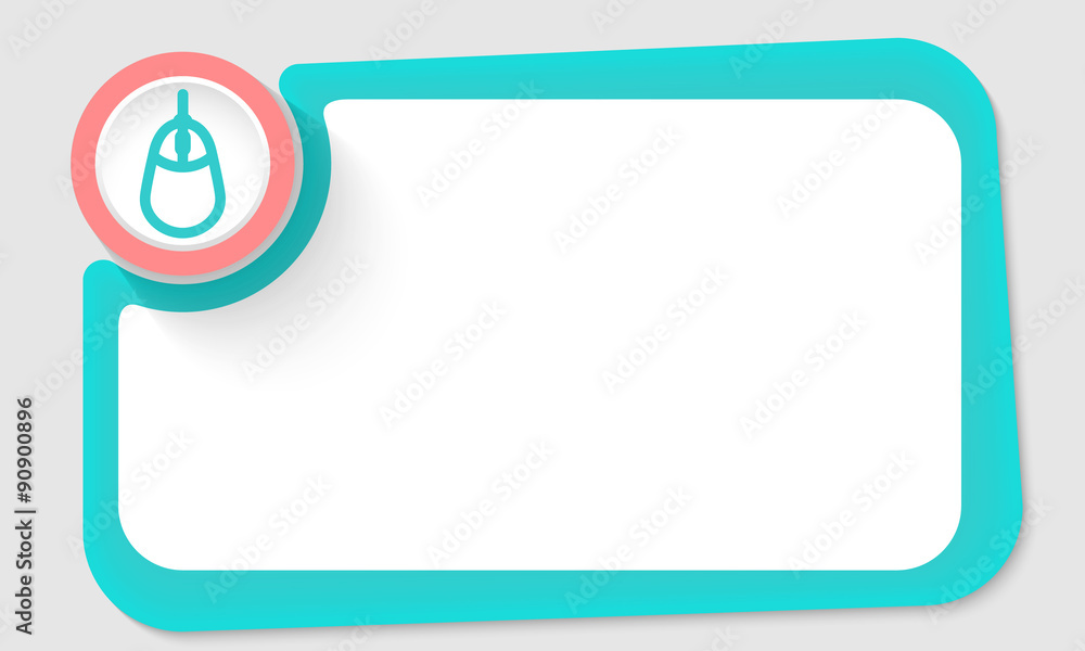 Pink circle and mouse symbol and green frame for your text Pink circle and mouse symbol and green frame for your text