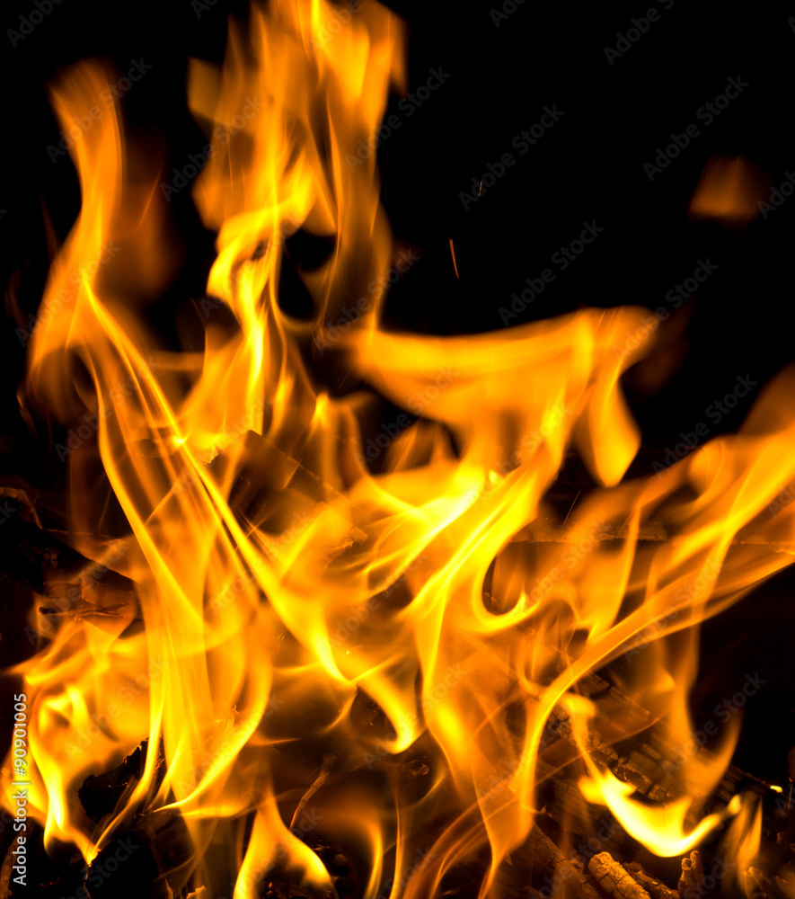Flames of burning fire isolated on black background Flames of burning fire isolated on black background