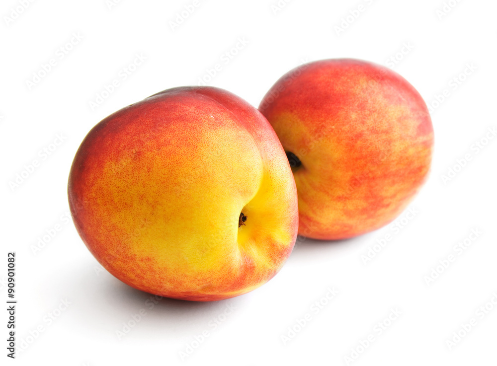 two peaches isolated on white background two peaches isolated on white background