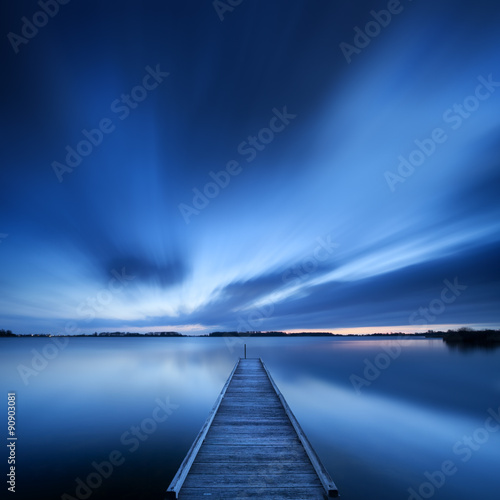 Jetty on a lake at dawn, near Amsterdam The Netherlands