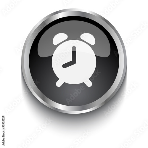 White Alarm Clock symbol on black web button