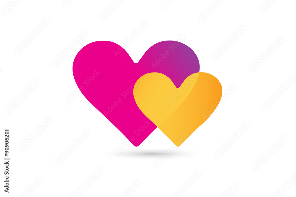Hearts icon vector logo together Hearts icon vector logo together
