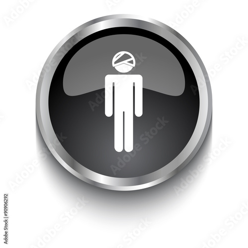 White Head symbol on black glossy web button
