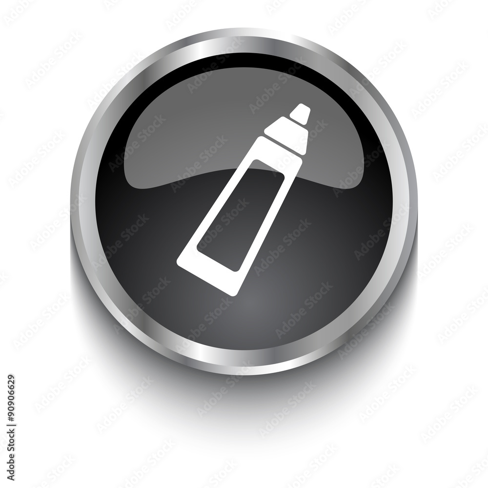 White Baby Bottle symbol on black glossy web button White Baby Bottle symbol on black glossy web button
