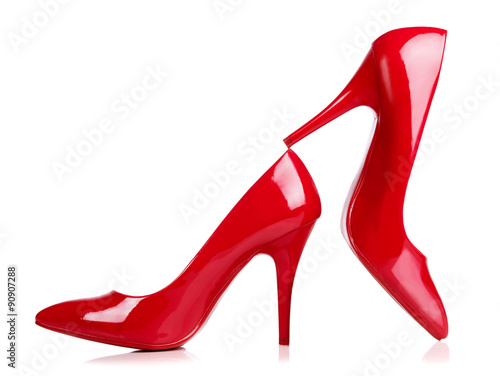  A pair of red high heels isolated on white. with Clipping path. 