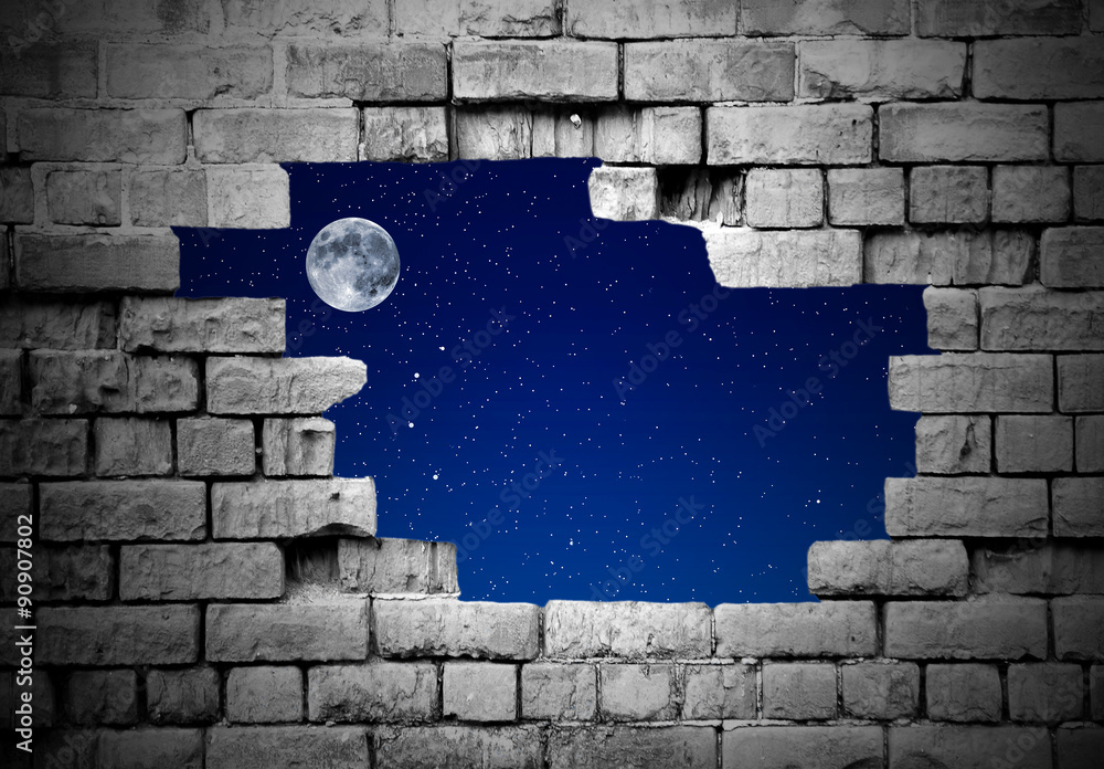 Old brick wall with stars