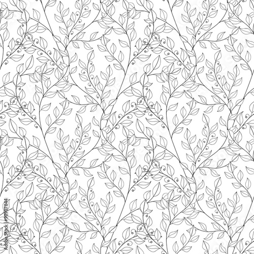 Vector Seamless Contour Floral Pattern photo