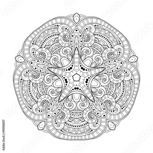 Vector Beautiful Deco Monochrome Contour Star, Patterned Design