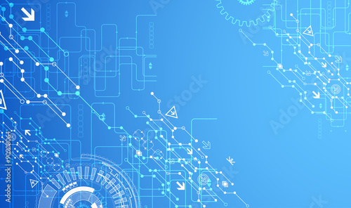 Abstract blue digital communication technology background.