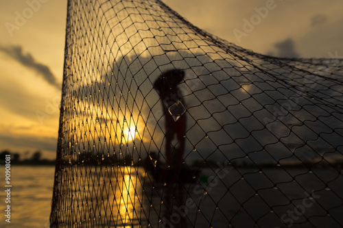 Nets Fishermen on the boat photo